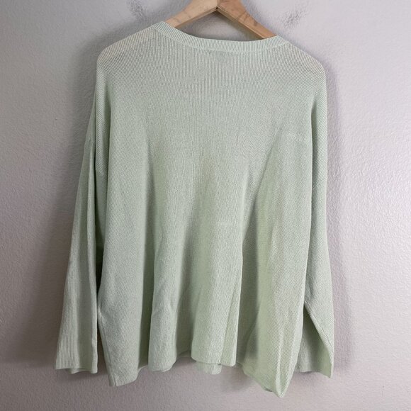 Eileen Fisher Womens XL Mist Green Sweater Organic Linen Blend Long Sleeve Knit - Picture 11 of 12